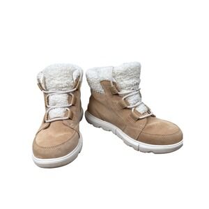 Sorel Womens Waterproof Tan Suede Faux Fur Lined Winter Boots Size 7